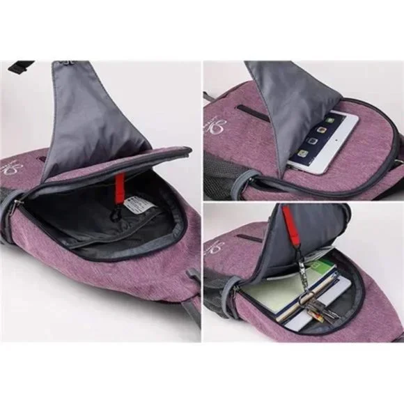 Crossbody Sling Backpack Sling Bag Purple - Picture 4 of 7